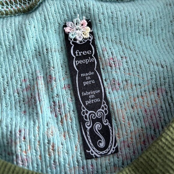 Free People Printed Pointelle Crew in Sea Blue ASO Princess Protection Program - Picture 9 of 11